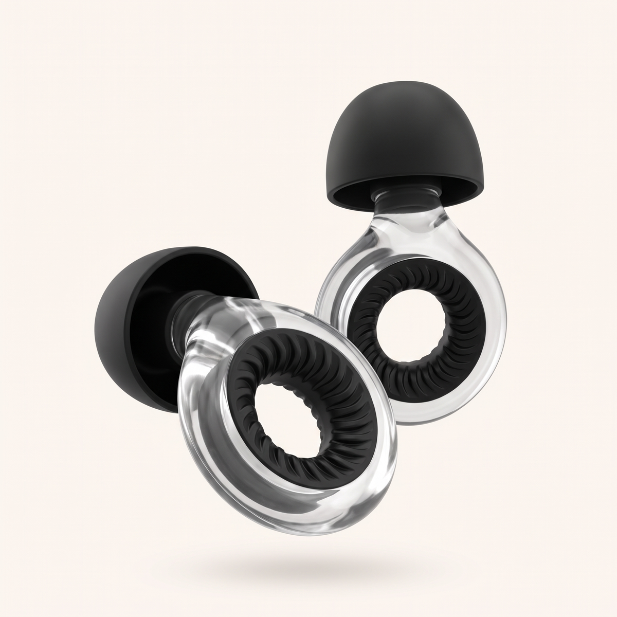 Ring Earplugs in Clear Black
