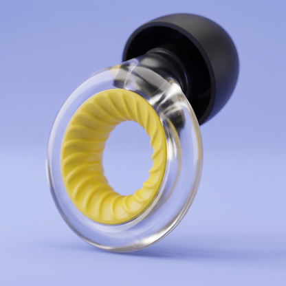 Ring Earplugs in Clear Yellow, detail v2