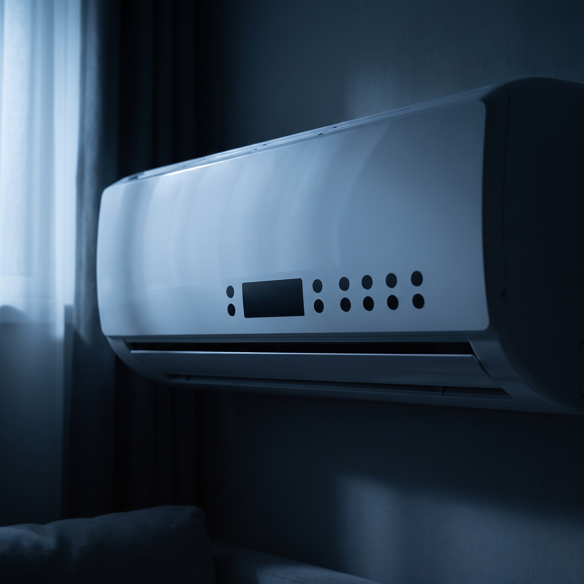 LED Blackout Stickers covering an air conditioner's display and lights