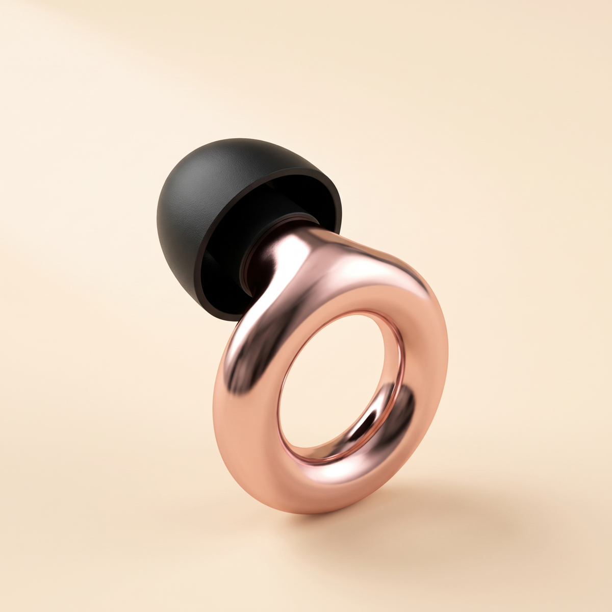 Metal Edition Earplugs in Rose Gold, three quarter