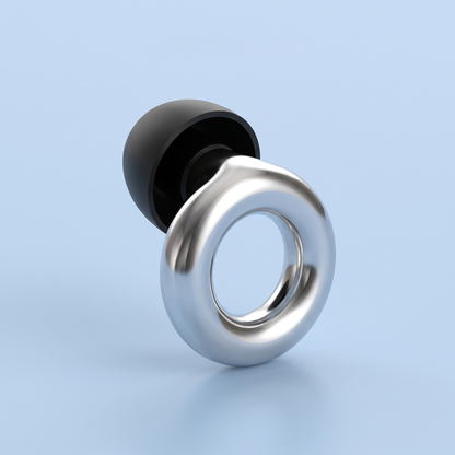 Metal Edition Earplugs in Silver, three quarter