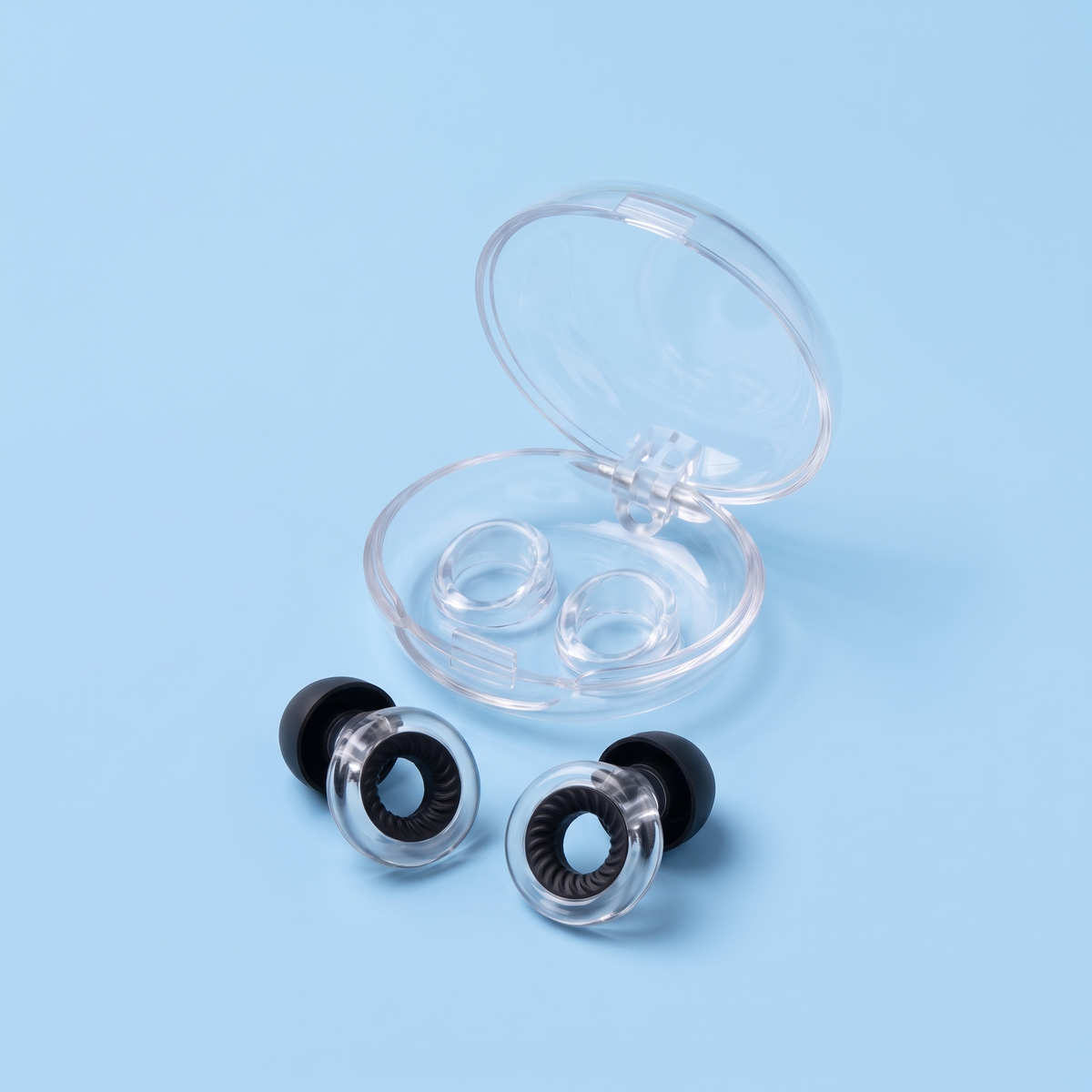 Ring Earplugs in Clear Black, hero