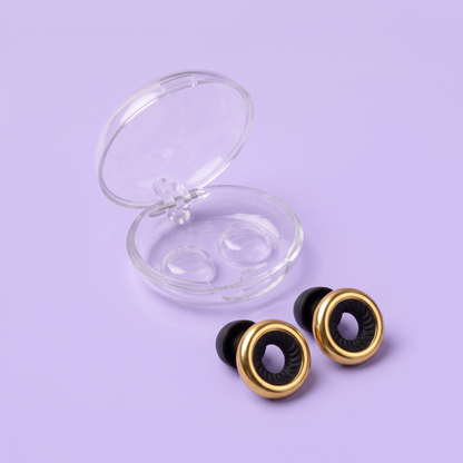 Ring Earplugs in Gold Black, hero