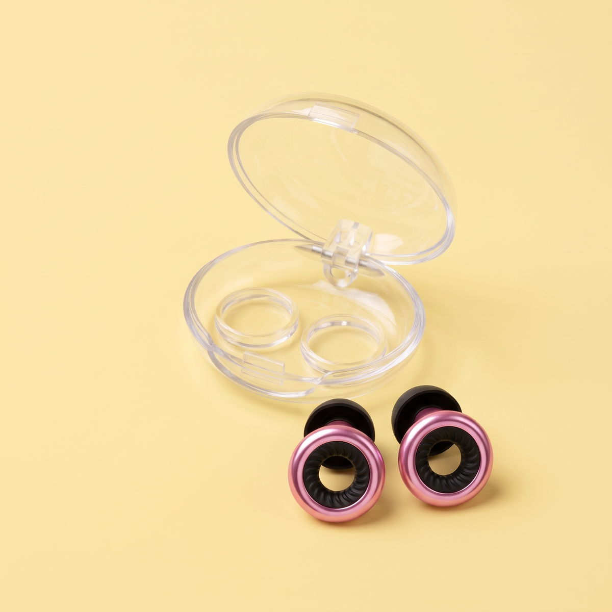 Ring Earplugs in Pink Black, hero