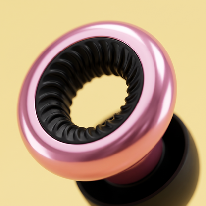 Ring Earplugs in Pink Black, macro
