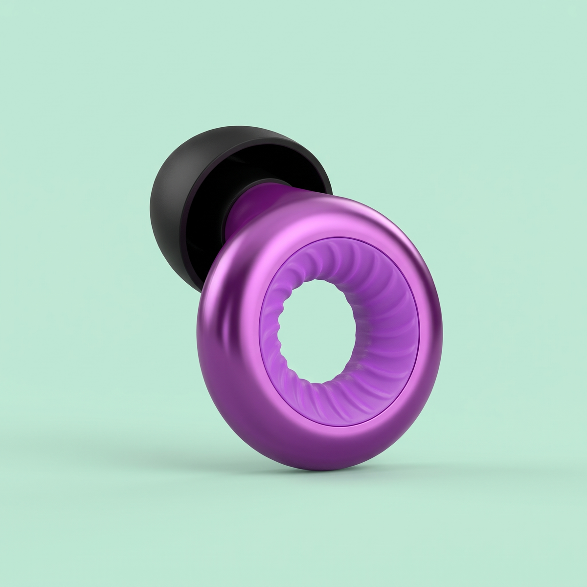 Ring Earplugs in Purple, three quarter